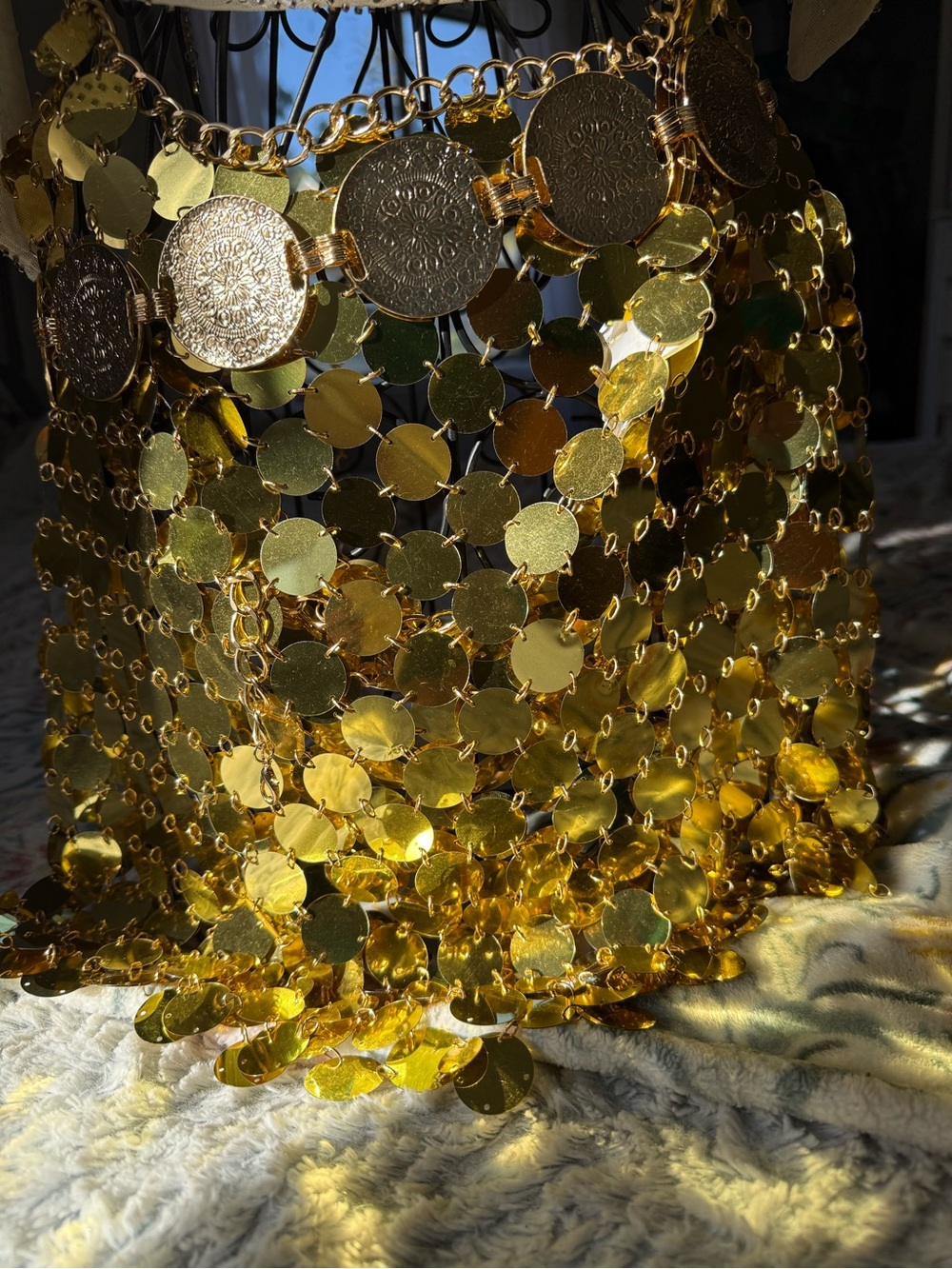 12th Tribe Chain link GOLD sequin festival skirt - Picture 4 of 5